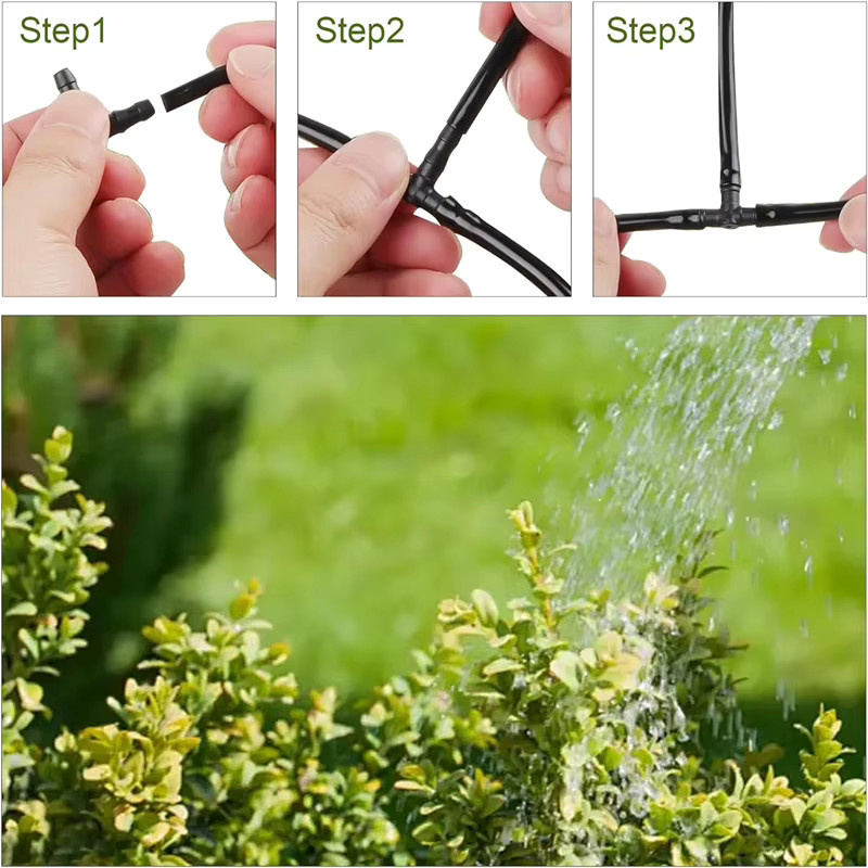 Nongjiale 100 Stück Kunststoff-Dornverbinder 3-Wege-T-Stück in Schwarz für 4/7mm Schläuche und Mikro-Tropfbewässerung - Bild 4