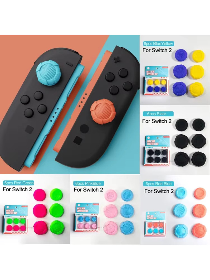 MBCHIPSTAR 6er Set Silikon Thumbstick Grip Kappen für Nintendo Switch Joycon in Schwarz und Multicolour - Bild 6