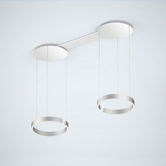 Occhio Mito sospeso due LED-Pendelleuchte in Weiß matt und Silber matt mit 40 LEDs und Occhio air Modul für x-tra warmes Licht (2200K - 3500K), variabel einstellbare Aufhängung 50-200 cm - Bild 1