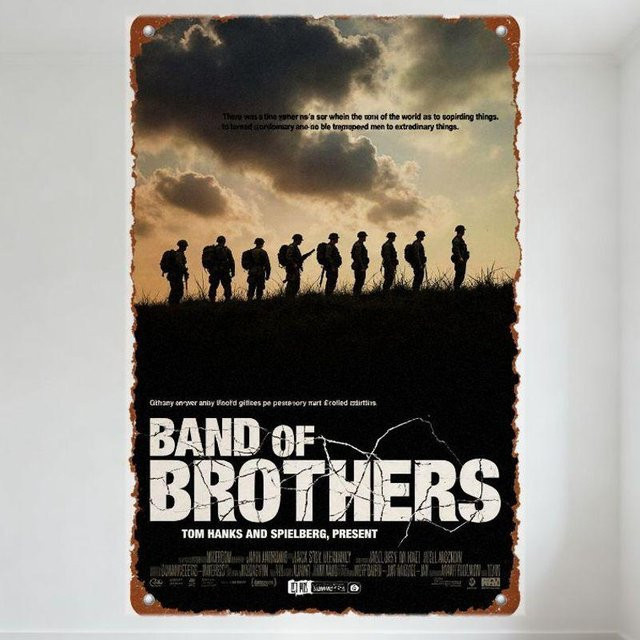Band of Brothers Vintage Blechschild mit WWII Soldaten Silhouette von ZX ART, Wandplakette aus Metall, B: 40 cm, H: 30 cm - Bild 1