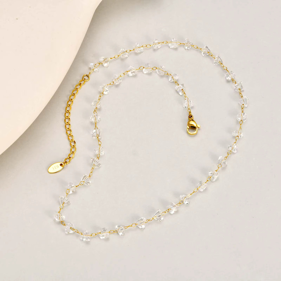 Myfresty Halskette, Edelstahl, Kristall, Perle, Gold, Damen - Bild 2