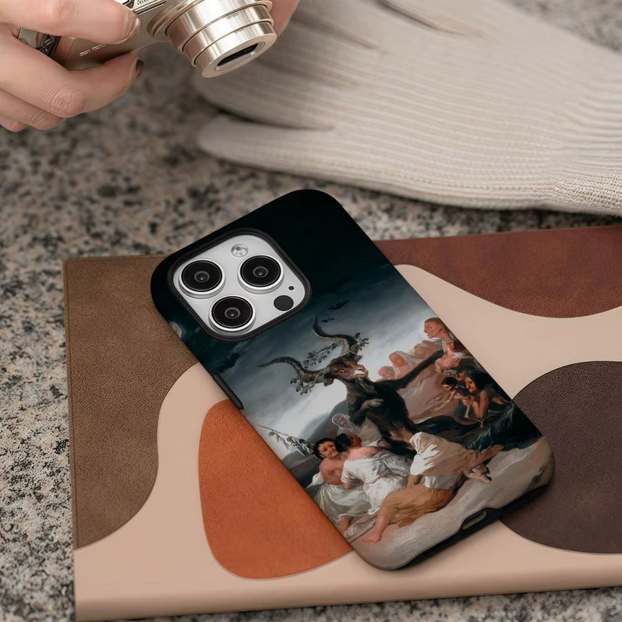 Francisco G-Goya Art Handyhülle für iPhone 12 bis 17 Pro Max Plus, glänzende HD-Doppelschicht-Flüssighartschale, weiß/mehrfarbig - Bild 4