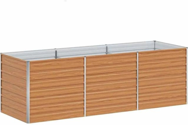 vidaXL Hochbeet aus verzinktem Stahl in Hellbraun, B: 240 cm, T: 80 cm, H: 77 cm - Bild 1