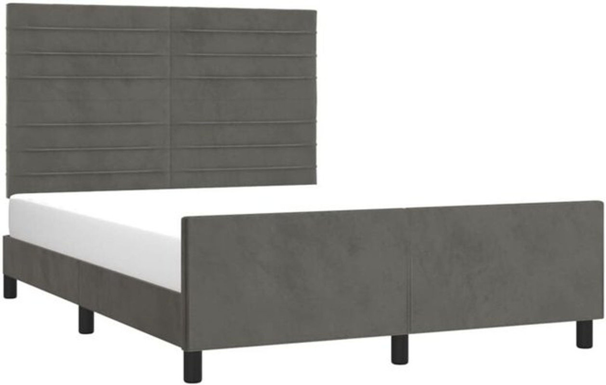 Vidaxl Polsterbett aus Samt in Anthrazit, B/T/H: 140 x 190 cm - Bild 1