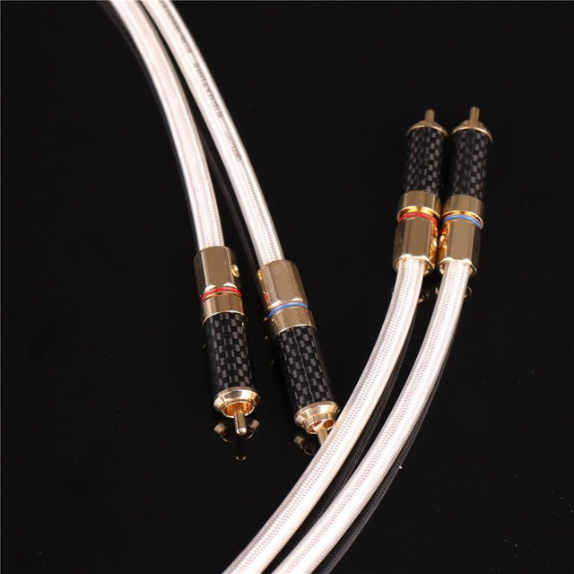 QED HiFi-Audiokabel 6N versilbertes RCA 2to2 Audio-Verbindungskabel in Weiß und Silber - Bild 1