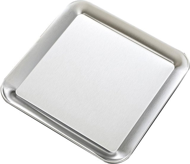 Servierplatte von CosyHome aus Edelstahl in Silber, quadratische Schale und Grillplatte - Bild 1