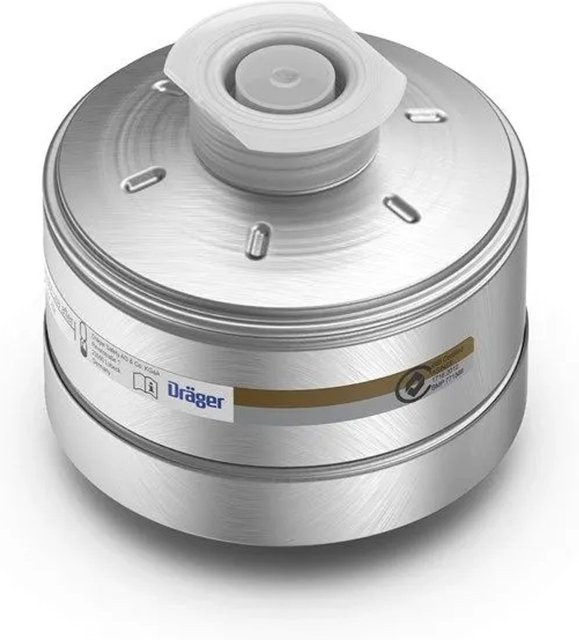 Dräger Gasfilter 940 A2B2 mit Rd40 Anschluss in Silber und Aluminium-Aramid-Material - Bild 1
