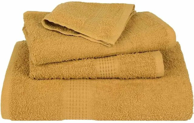 vidaXL Handtuch-Set aus 100% Baumwolle, 4 Stück, Gold, B: 100 cm, H: 200 cm, 360 g/m² - Bild 1
