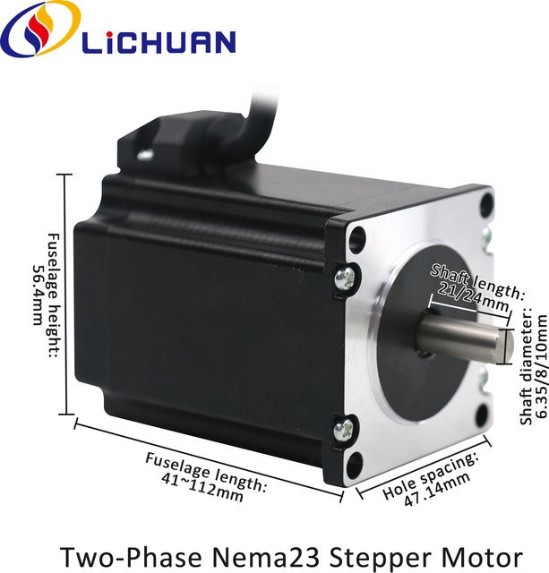 Lichuan Nema23 Schrittmotor in Schwarz mit 8 mm Wellendurchmesser für CNC-Gravierer, Router und 3D-Drucker - Bild 1