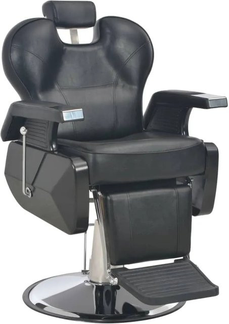 vidaXL Friseurstuhl Schwarz aus Kunstleder mit Armlehnen und 360-Grad-Drehfunktion, B/T/H: 72 x 68 x 98 cm - Bild 1