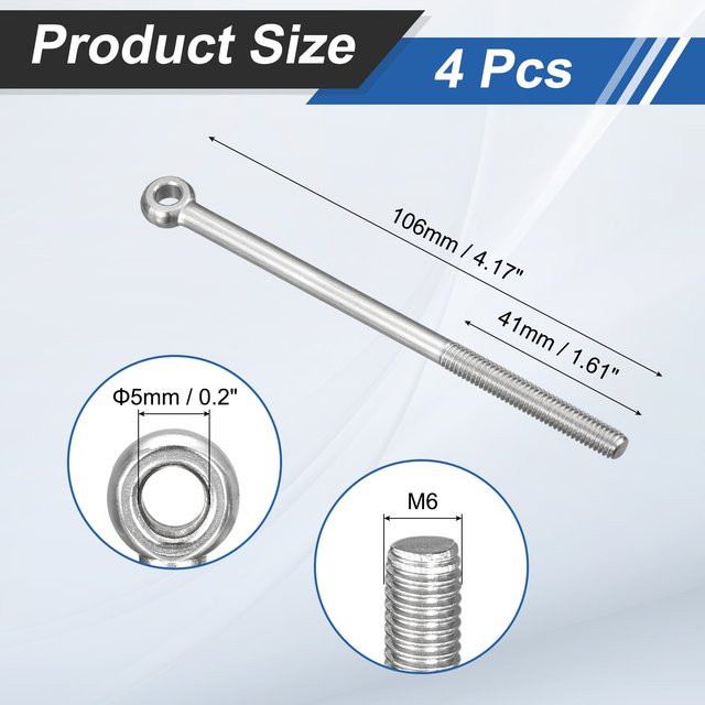 UXCELL Hebering Ringschrauben aus 304 Edelstahl im 4er-Set für Maschinen und Pipelines, Größen M6 M8 M10 M12 - Bild 1