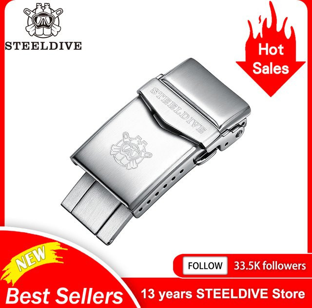 STEELDIVE Armbandschnalle Edelstahl, Silber, Taucherschnalle, Unisex - Bild 1