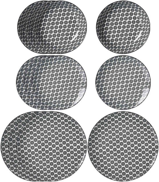 Ritzenhoff & Breker Teller-Set Takeo Circles mit geometrischem Design in Multicolour, 12er Set mit Speisetellern - Bild 1