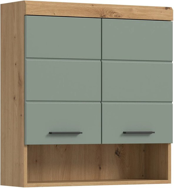 Badhängeschrank Scout von Xonox in Eiche Artisan Nachbildung und Salbei mit offenen Regalfächern, B/H/T: 74 x 79 x 24 cm - Bild 1