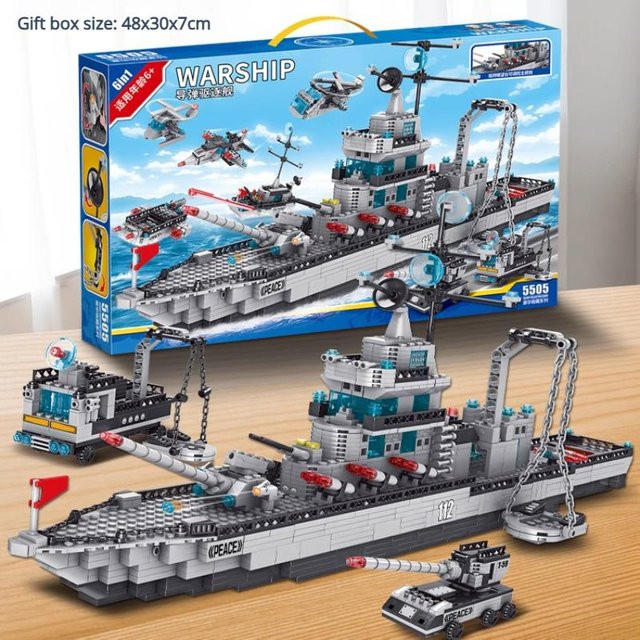Übergroßes Militärkriegsschiff Zerstörer Schiff, Bausatz, ab 6 Jahren - Bild 1