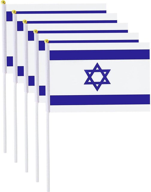 Youhua Israelische Handflagge aus Polyester, B/H: 12,7 x 20,3 cm - Bild 1