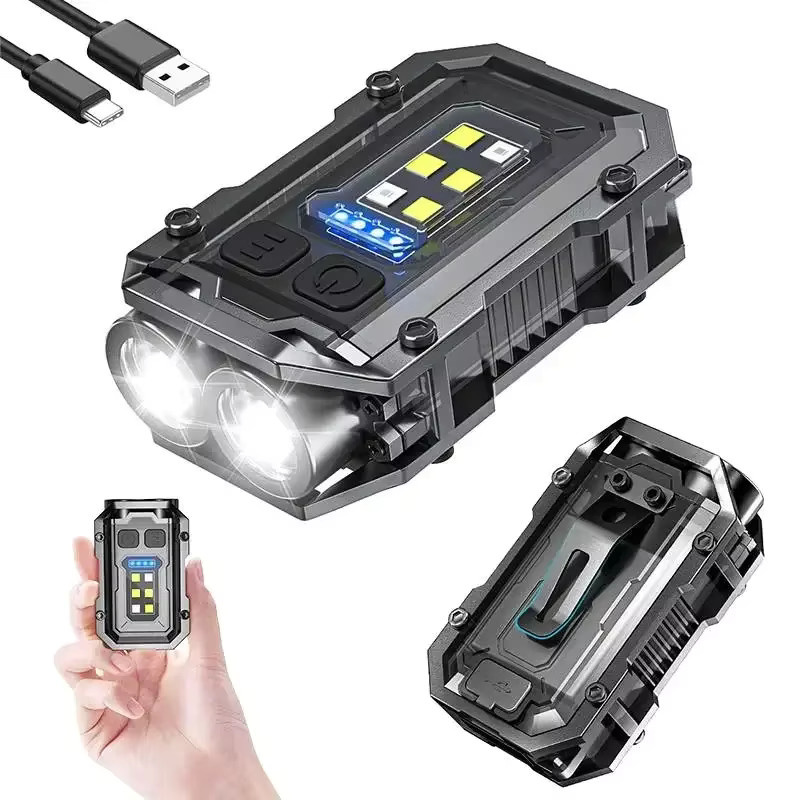 XIWANGFIRE Clip-On Mini-EDC-Taschenlampe mit COB-LED, wiederaufladbar, Schwarz - Bild 6