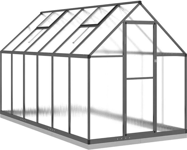 Furnicato Gewächshaus mit Fundamentrahmen und Dachrinnensystem in Anthrazit, B/T/H: 334 x 169 x 202 cm, aus Aluminium und Polycarbonat - Bild 1