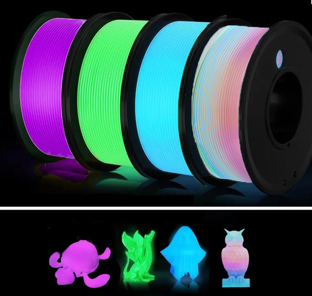 MANLANG PLA 3D-Drucker Filament-Set 1,75 mm im Dunkeln leuchtend in Grün, Blau, Lila und Regenbogen für FDM-Drucker - Bild 1