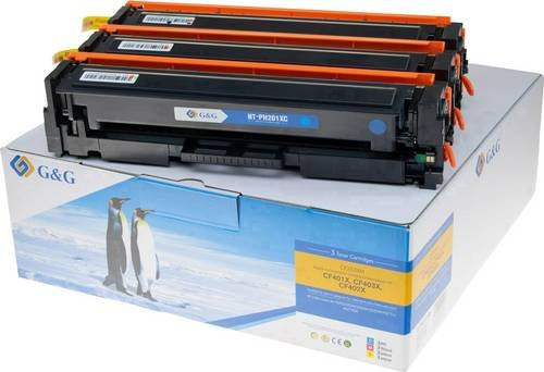 G&G Toner Kombi-Pack kompatibel mit HP 201X, CF401X, CF402X, CF403X, CF253XM in Cyan, Magenta und Gelb mit 2300 Seiten Reichweite - Bild 1