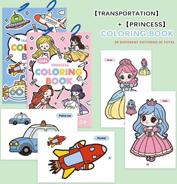 Malbuch mit Cartoon-Motiv, Prinzessin, kreatives Zeichenbuch, ab 3 Jahre - Bild 1
