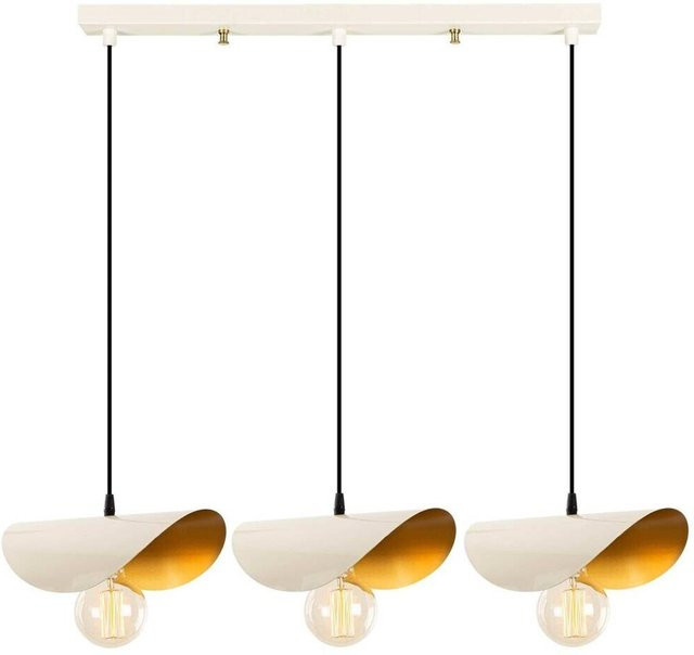 Opviq Pendelleuchte Sivani in Weiß und Gold aus Eisen mit 3 E27 Fassungen, B: 17 cm, H: 106 cm, T: 17 cm, L: 80 cm - Bild 1