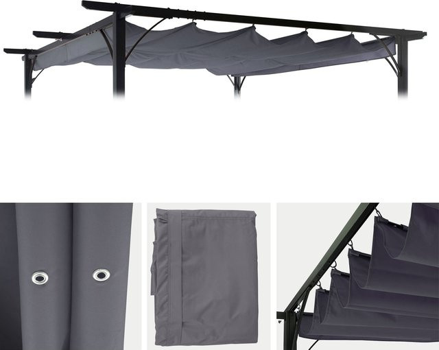 MCW Ersatzbezug für Dach Pergola Pavillon C42, Farbe: Grau, Breite: 370 cm, Tiefe: 300 cm - Bild 1