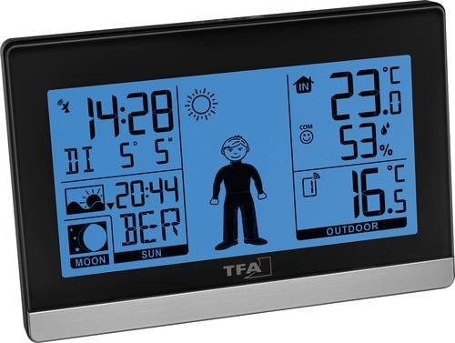 TFA Dostmann Weather Boy Funk-Wetterstation mit 8-Stunden-Vorhersage in Schwarz und Silber - Bild 1