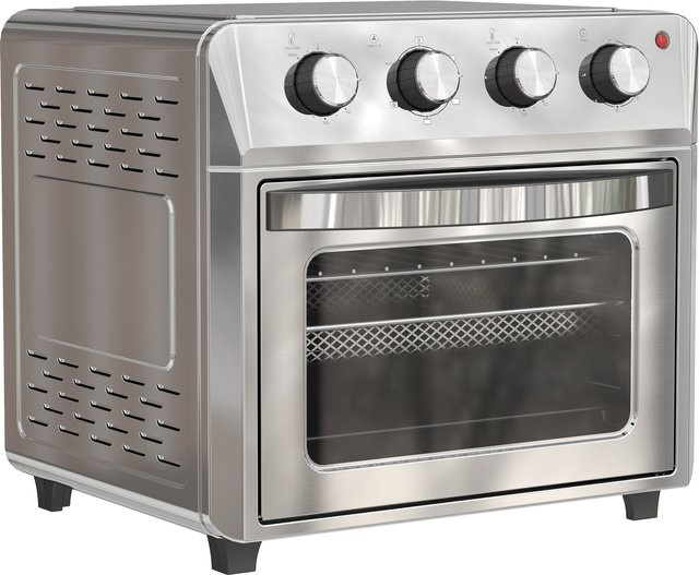 HOMCOM Mini Backofen mit Umluft und Heißluftfritteuse Funktion, 24 L, 1600W, Silber - Bild 1