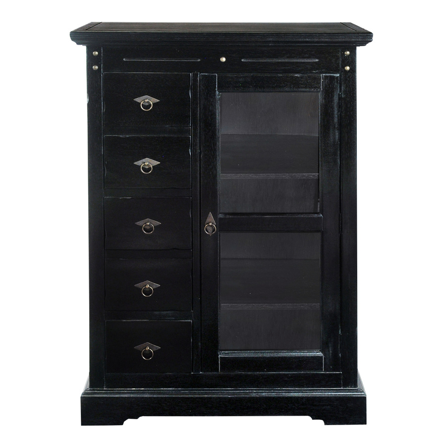SIT Brotschrank SAMBA aus Akazienholz in Schwarz mit Glastüren, B/T/H: 122,5 x 39,0 x 86,0 cm - Bild 1