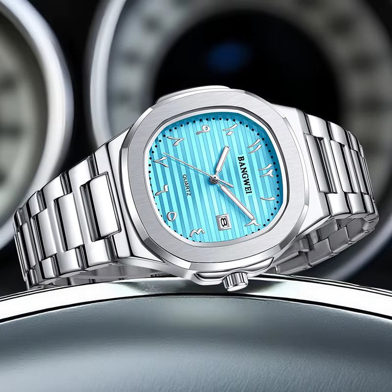 BANGWEI Armbanduhr Edelstahl, Quarz, Blau, Herren - Bild 3