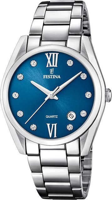 Festina Damenuhr, Quarz, Edelstahl, Blau, 37 mm - Bild 1
