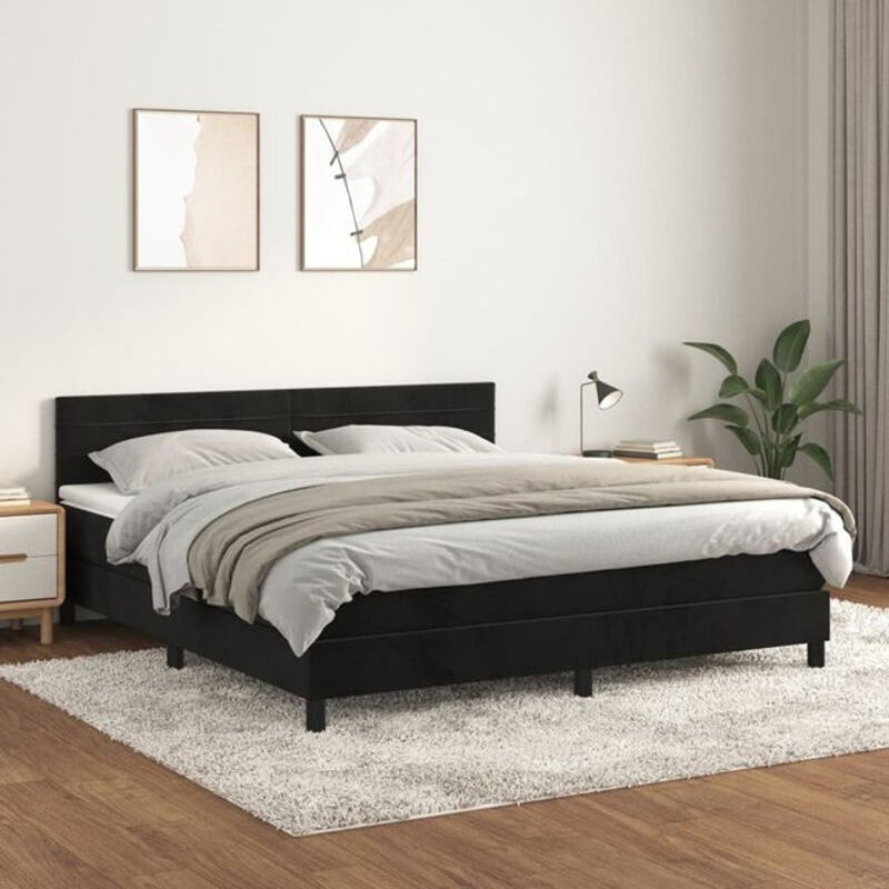 Vidaxl Boxspringbett mit Matratze in Schwarz aus Samt, B/B: 160 x 200 cm - Bild 1