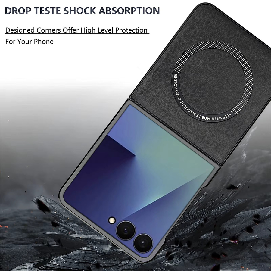 Magnetische kabellose Lade-Handyhülle aus Leder für Samsung Galaxy Z Flip7 Flip6 Z Flip 5 Z Flip 4 Z Flip 3 und Z Flip7 FE in Schwarz oder Weiß - Bild 5