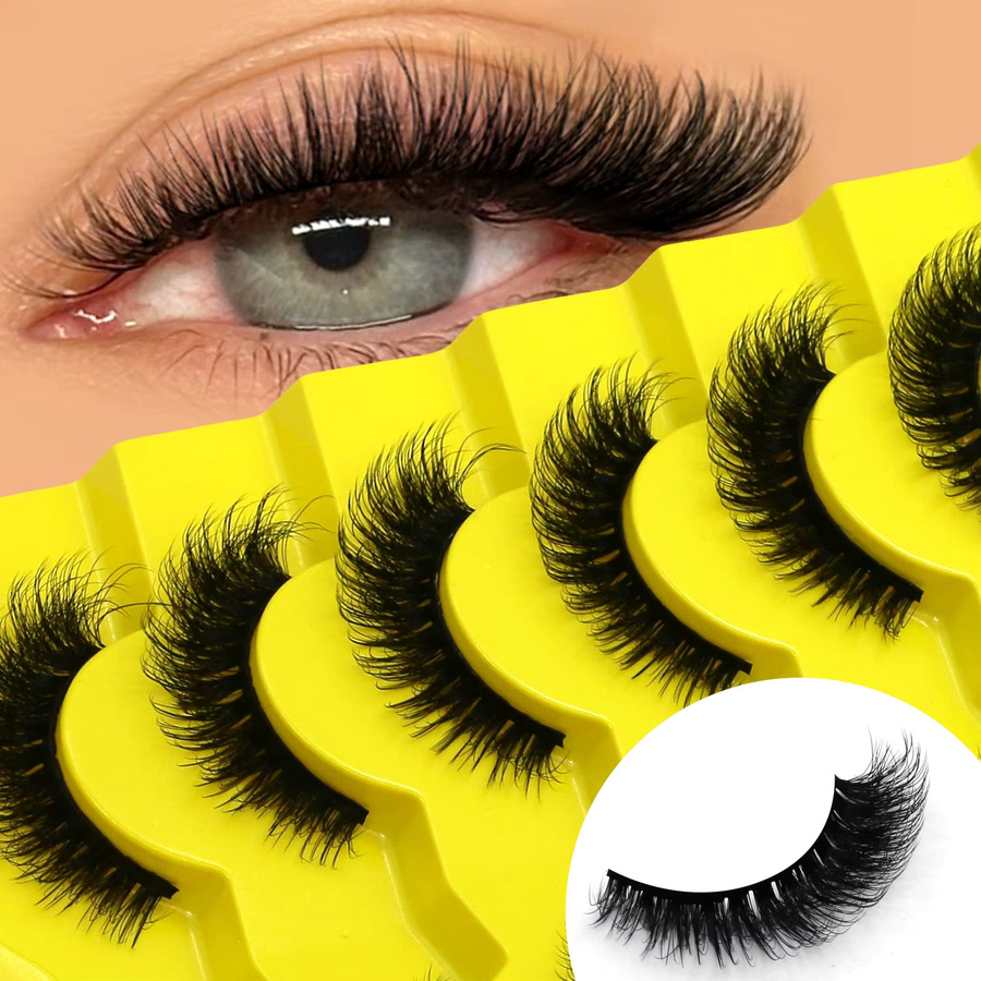 Lasvirey Künstliche Wimpern, 5/7 Paar, Katzenaugen-Look, 5D-Volumen, Unisex - Bild 3