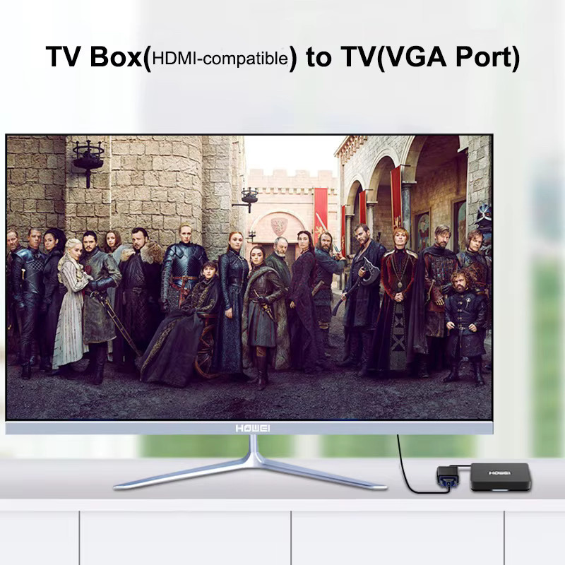 IPUMYNO HDMI auf VGA Adapter mit 3,5mm Audio-Anschluss in Schwarz für Full HD 1080P Videoübertragung - Bild 2