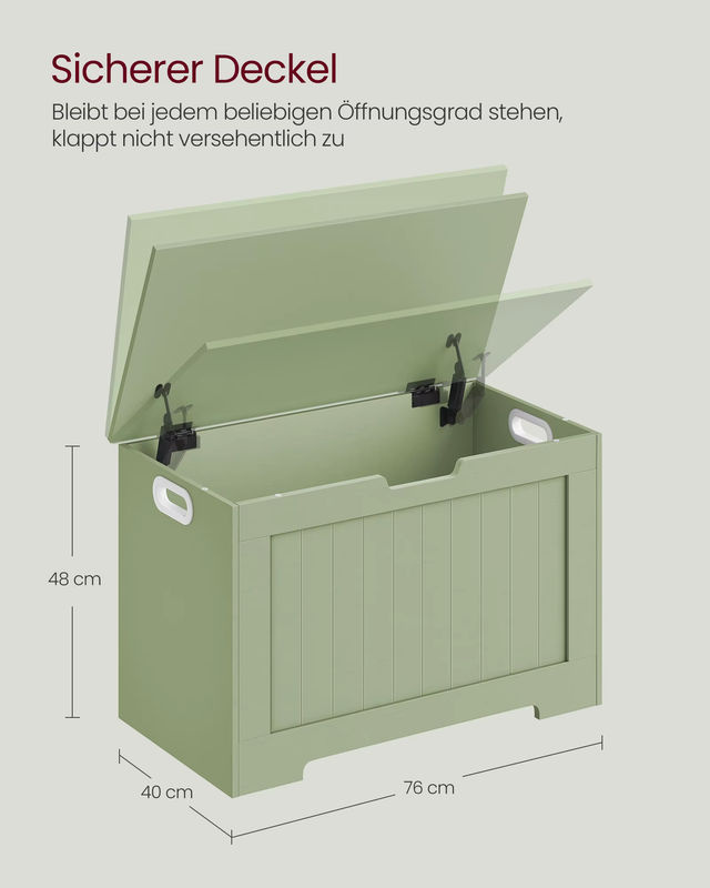 VASAGLE Sitzbank modern in Weiß und Grün, B/T/H: 76 x 40 x 48 cm - Bild 3