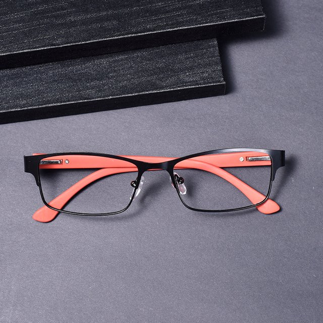 Lesebrille, Vollrand, quadratisch, Metall, Rot, Anti-Blaulicht - Bild 1