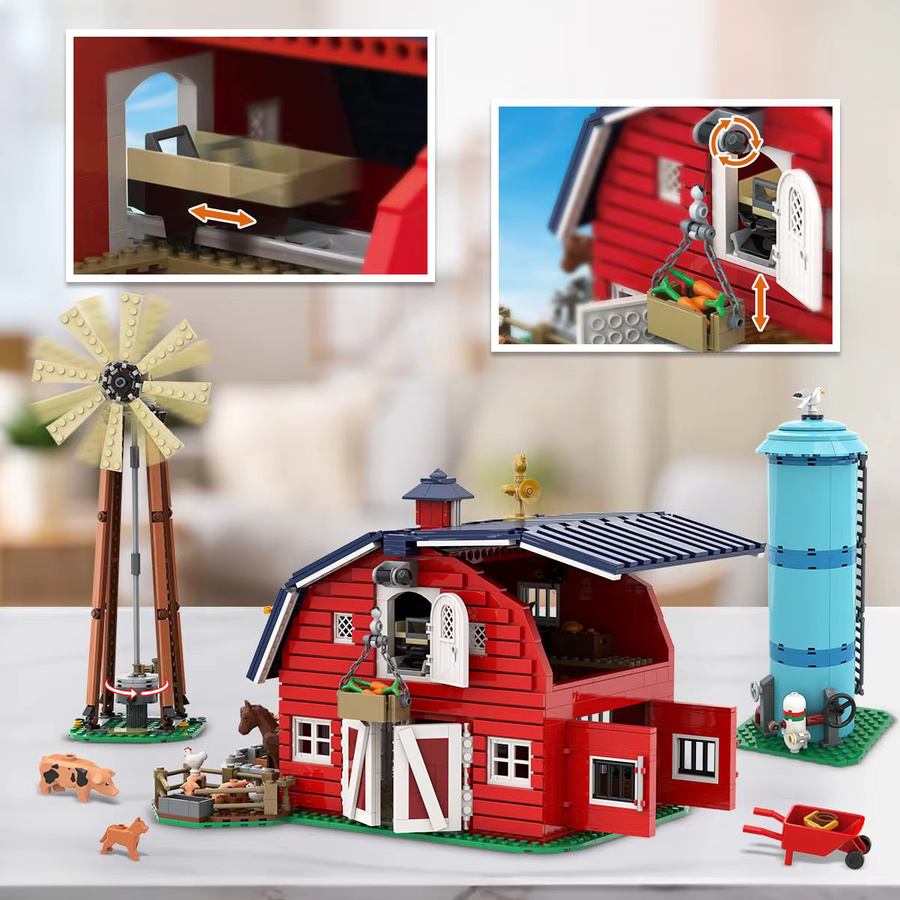 HOGOKIDS Bauernhof-Scheunen-Bauset mit Licht, Windmühle, Traktor und Tieren in Mehrfarbig für Kinder und Erwachsene ab 8 Jahren - Bild 2
