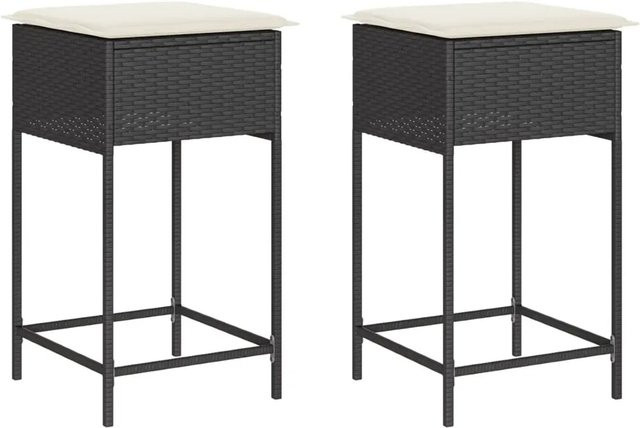 vidaXL Garten-Barhocker Set aus Poly-Rattan und Metall mit Kissen in Schwarz - Bild 1