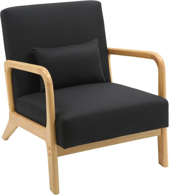 DELUKE Lounger Sessel DUBAI aus Holz in Schwarz mit Stoffbezug, B/T/H: 64 x 80 x 74 cm - Bild 1