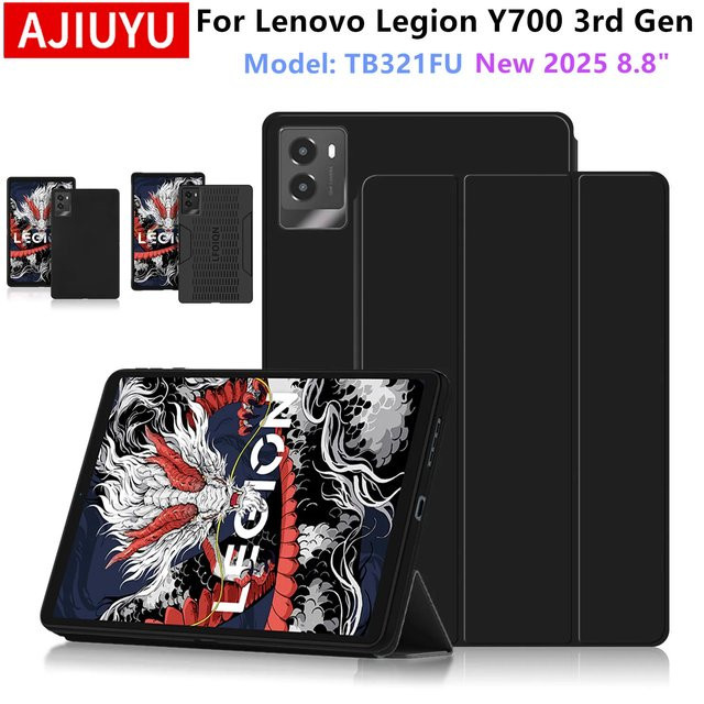 AJIUYU Schutzhülle für Lenovo Legion Y700 2025 Gaming-Tablet 3. Generation 8,8 Zoll TB321FU mit Flip-Stand-Funktion in Schwarz - Bild 1