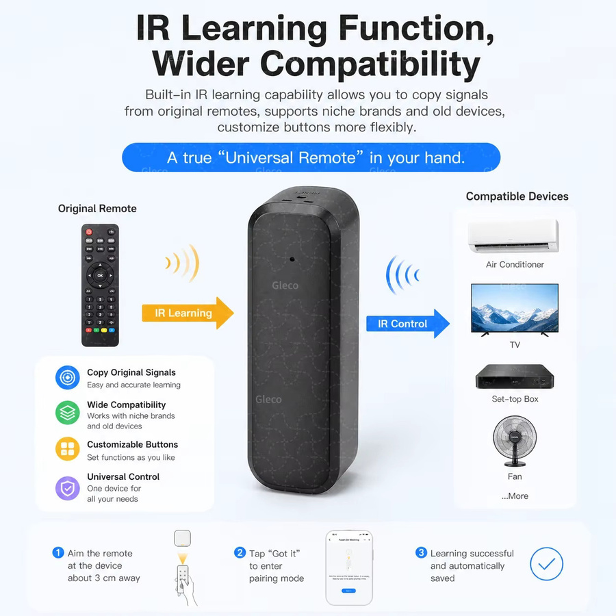 Lenovo Zigbee Smart IR Universalfernbedienung für Smart Home mit Tuya Smart Life App Unterstützung in Schwarz - Bild 4