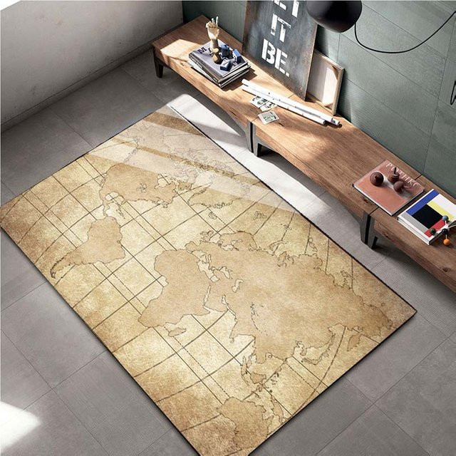 UQIDEHOME Quadratischer Teppich mit Retro Navigationskartenmuster in Beige, B/T: 60 x 40 cm - Bild 1