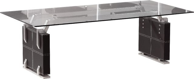 Jet-Line Besprechungstisch Verona in Schwarz mit Glasplatte und Lederoptik, Breite: 240 cm - Bild 1