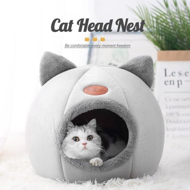 Gemütliches Katzenbett von Yiran Furniture als Höhlennest aus 100% Baumwolle, B/T/H: 33 x 33 x 33 cm - Bild 1