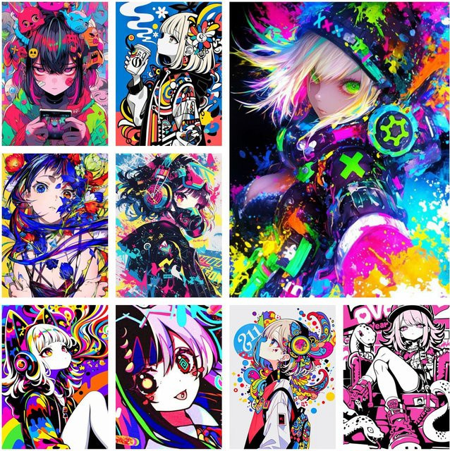 Potdemiel 5D DIY Diamant-Malerei Anime-Mädchen in Mehrfarbig, Vollrunde Dekoration für Wohnzimmer und Schlafzimmer, B/H: 30 x 30 cm - Bild 1