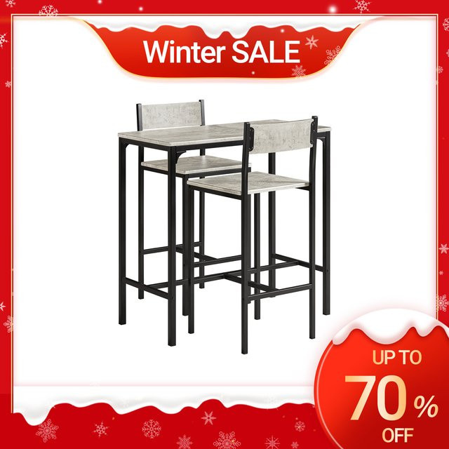 SoBuy Bartisch Set OGT03 3-teilig in Braun-Schwarz im Industrial-Look für Küche, Balkon und Essbereich - Bild 1