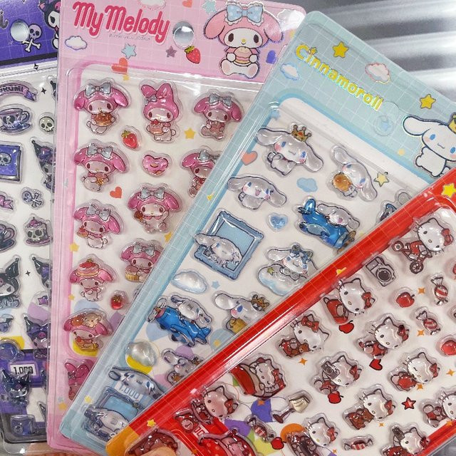 Sanrio Hello Kitty Kuromi Aufkleber, 3D Transparente Gelee-Kristall-Cartoon-Sticker - Bild 1