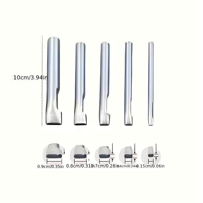 5-teiliges ovales Lederperforator-Set aus Edelstahl in Silber für DIY-Projekte wie Taschen, Schuhe und Gürtel, Lochgröße 1,5–9 mm - Bild 4